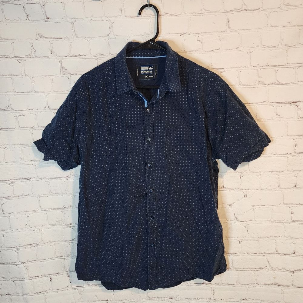 Men's Monument Casual Blue Button-Down Shirt, Size XL